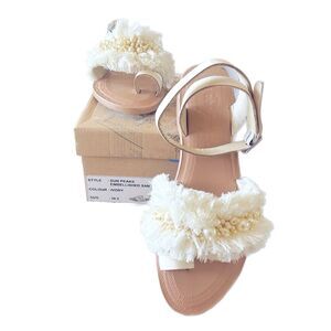 Free People Sun Peaks Embellished Sandals Ivory Size EU 38.5 US 8.5 New with box